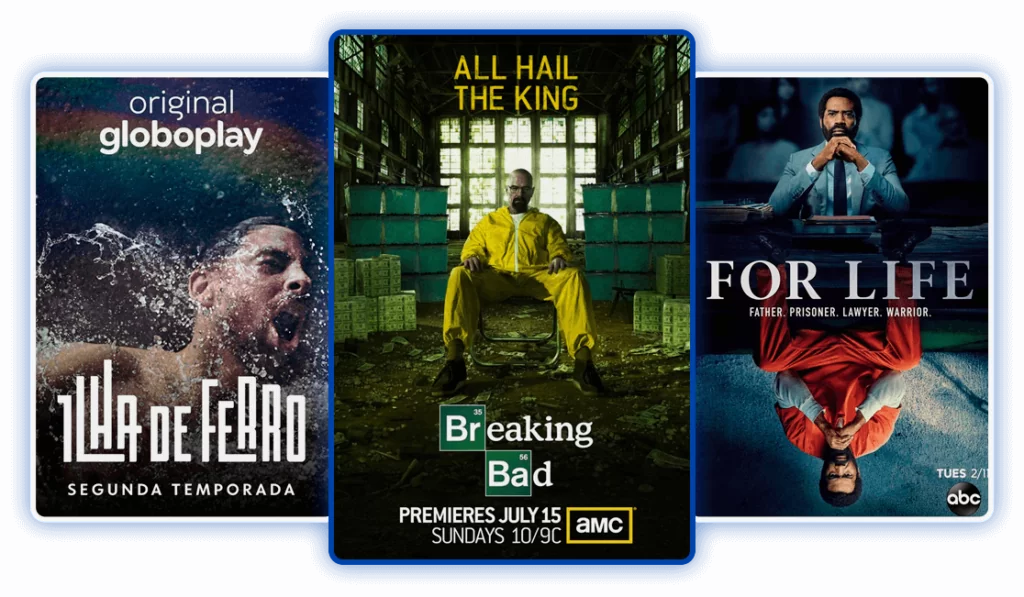 Séries disponíveis no P2Cine: Ilha de Ferro, Breaking Bad e For Life com sinal estável e qualidade em SD, HD, Full HD e 4K