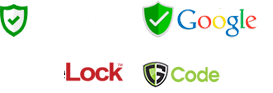 Certificações de segurança do site P2Cine: Site protegido SSL, Google Safe Browsing, SiteLock e CodeGuard